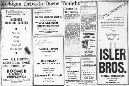 Michigan Drive-In Theatre - Michigan Grand Opening Ad 7-22-48 (newer photo)